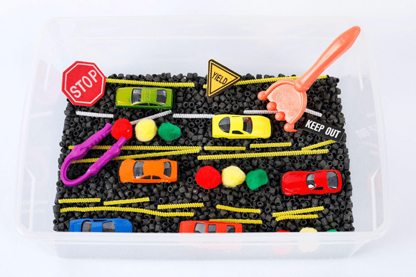 Car-themed Sensory Bin