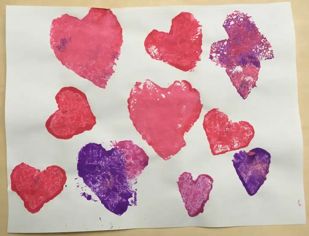 Heart Sponge Painting - Kids Valentine's Day Craft