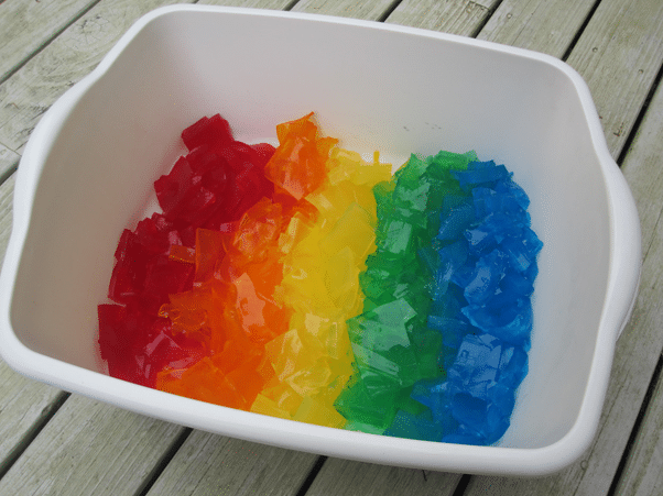 Rainbow Jell-O Sensory Bin