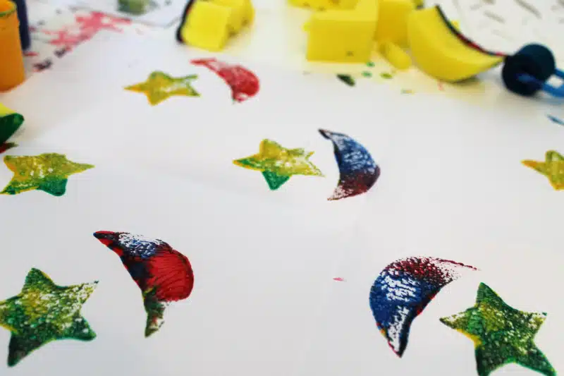 Painting with Star Shaped Sponges 