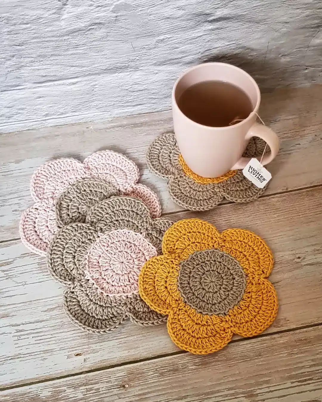Crochet flower coasters set of 4 by Kitsy