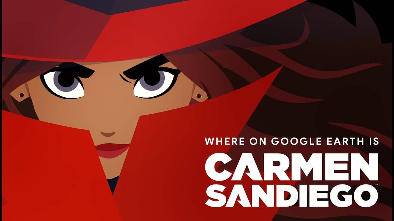 A picture of Carmen Sandiego, the famous international thief and elusive character from the educational game series