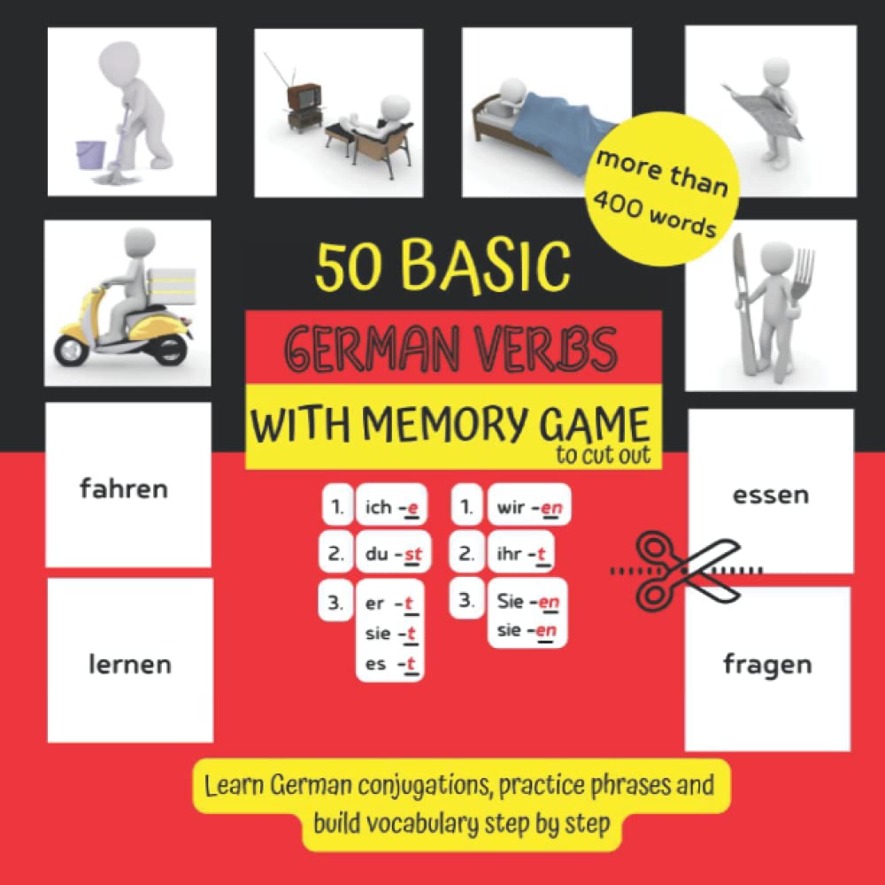 50 Basic German Verbs with Memory Game to Cut Out