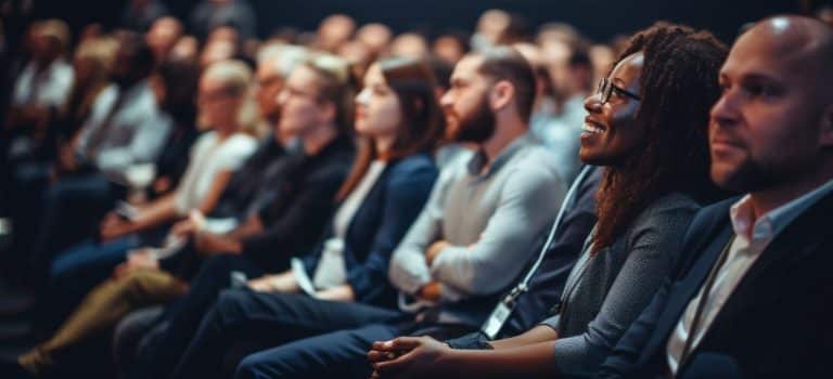 A group of people sitting in a row Description automatically generated