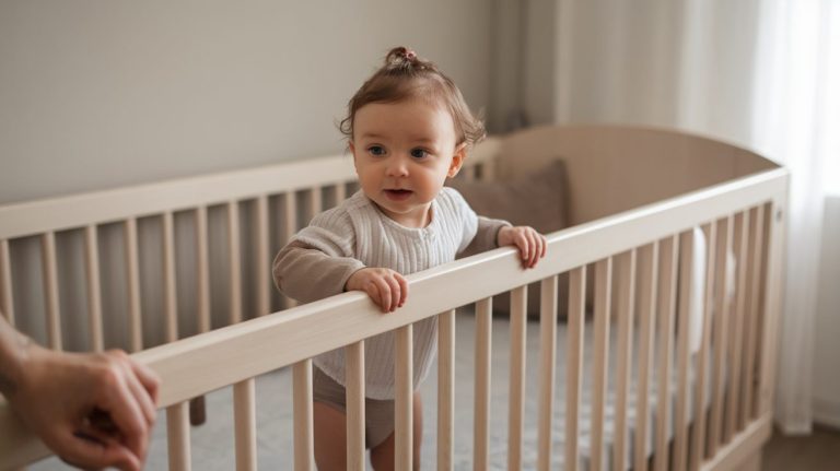 toddler climbing out of crib