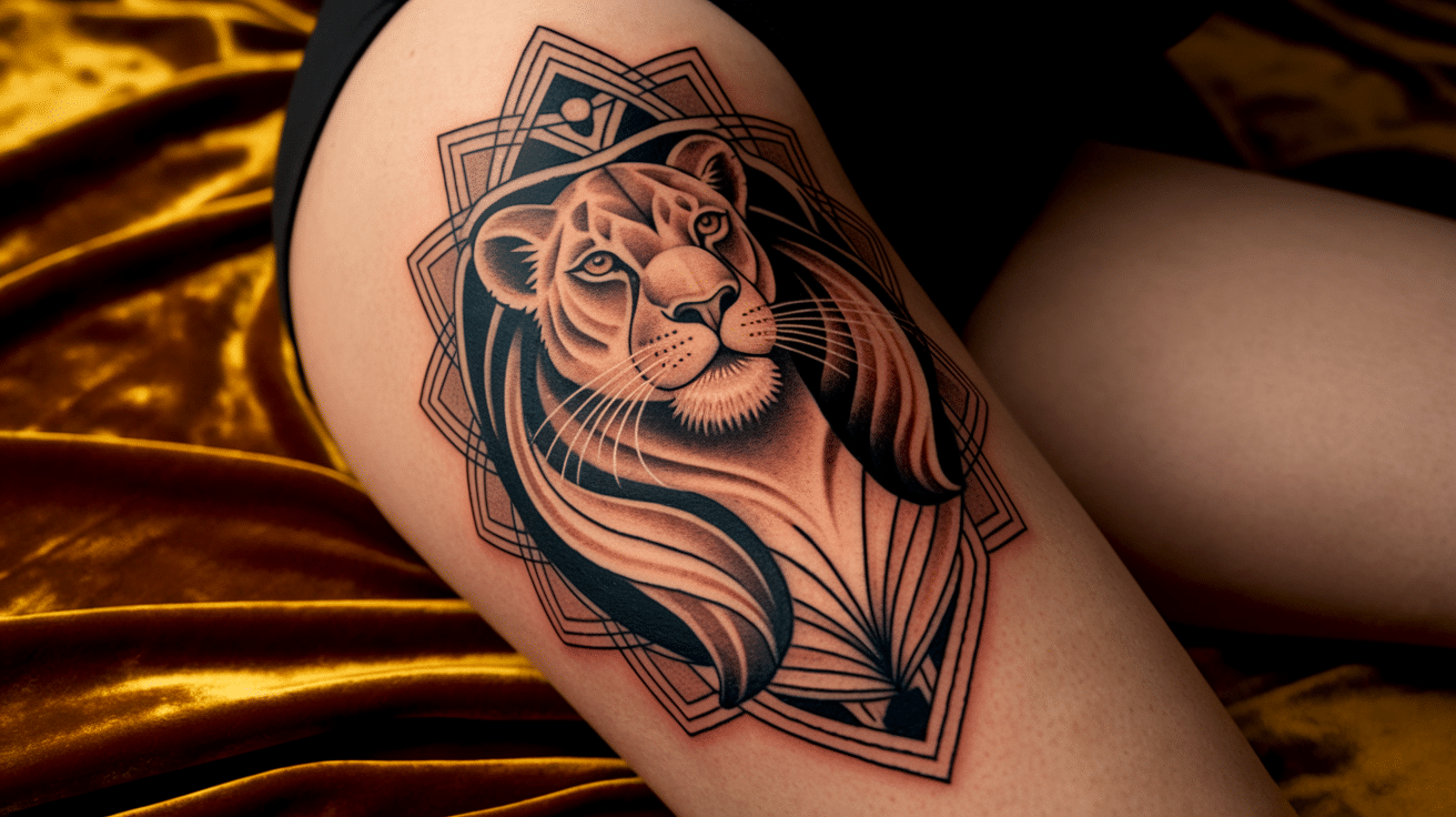 Art_Deco_Lioness_with_Geometric_Shapes
