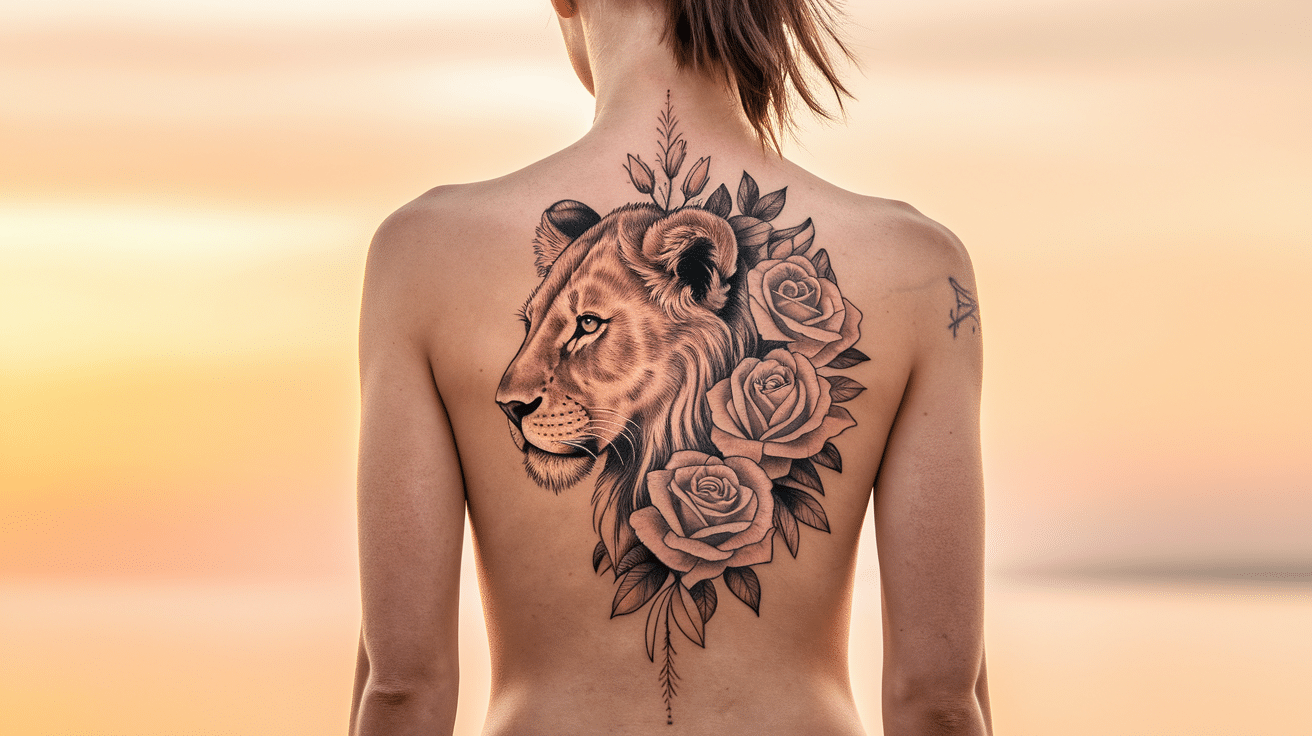 Lioness_with_Flowing_Mane_and_Flowers