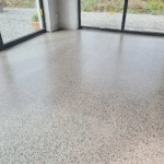 A polished concrete floor