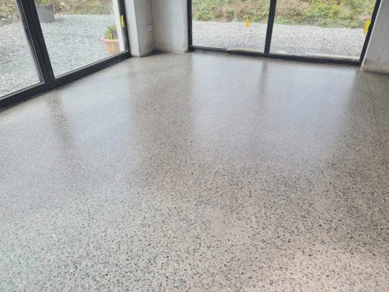 A polished concrete floor