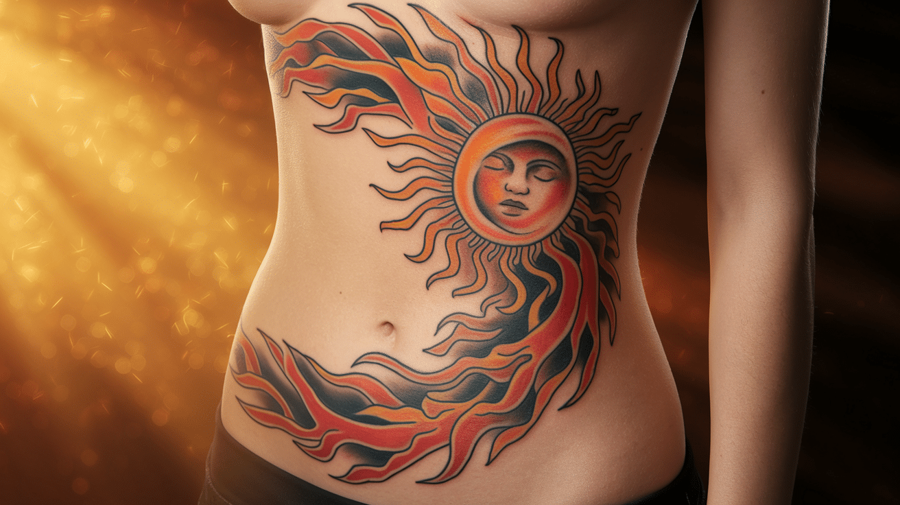 Sun_and_Fire_Design_on_The_Ribcage