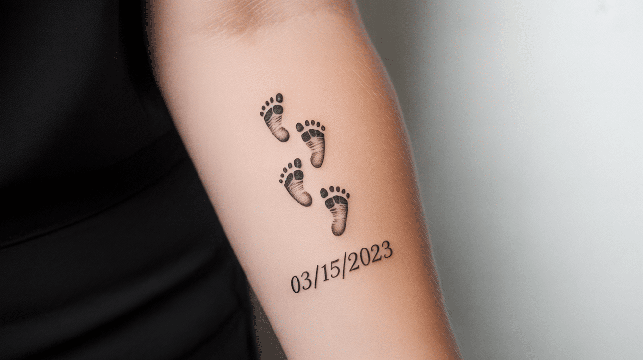 Footprints with Date Underneath