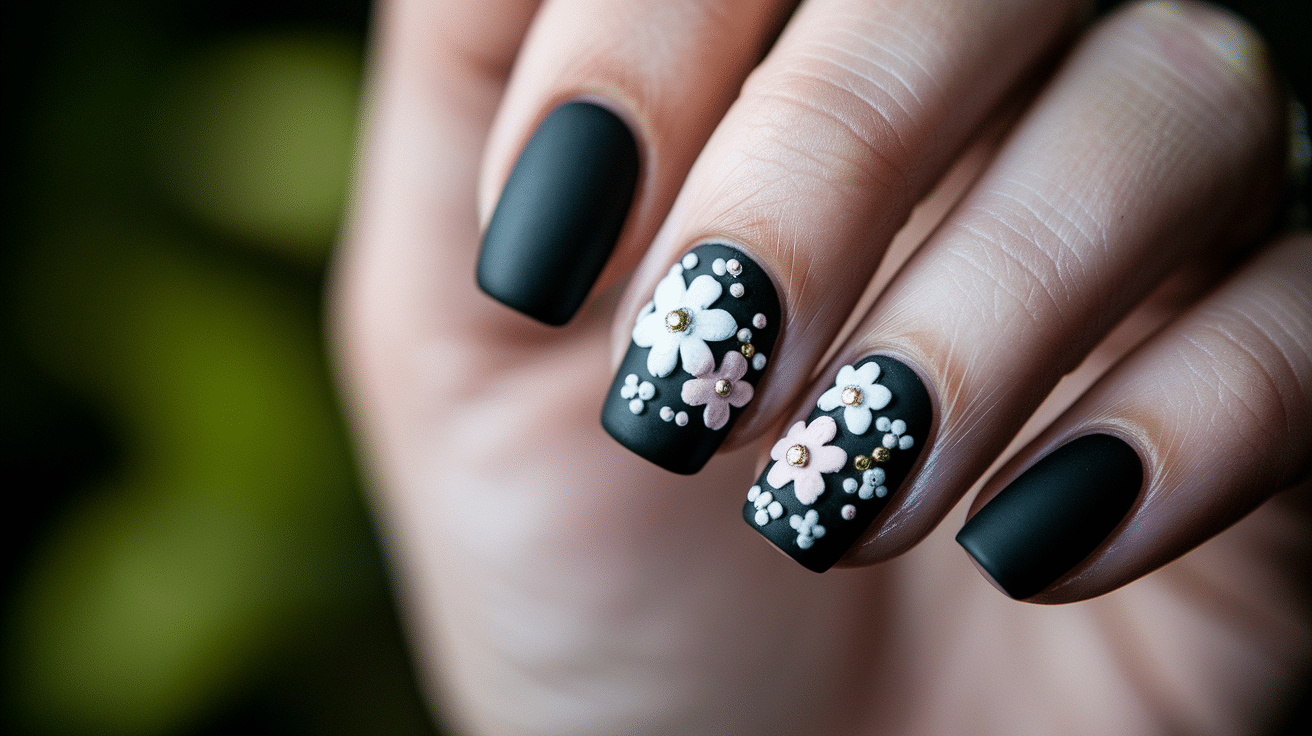 Matte Black Floral Accents