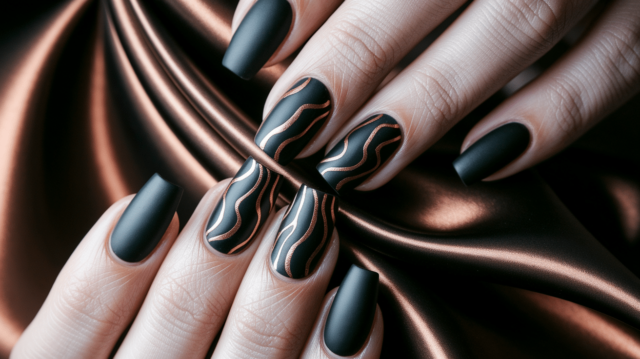 Matte Black and Copper Swirls