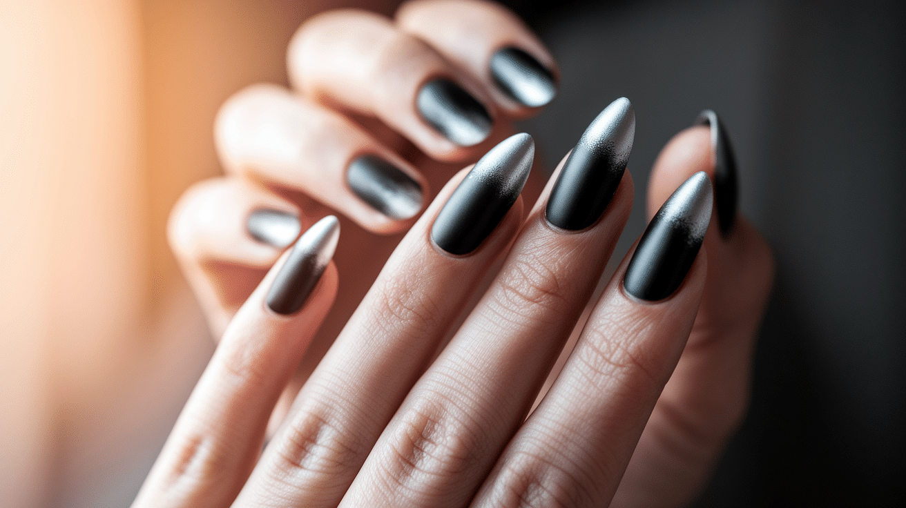 Matte Black and Silver Ombre