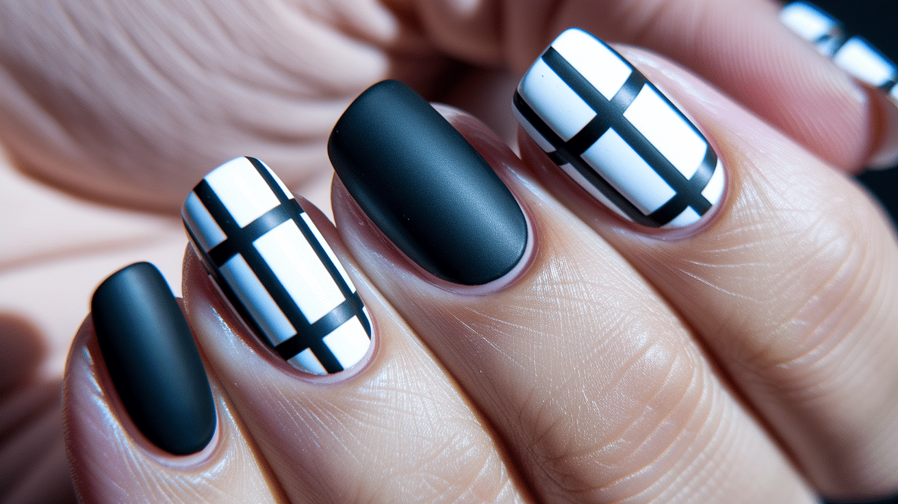 Matte Black and White Lines