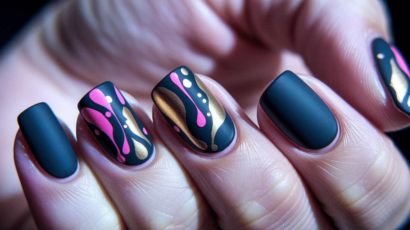 Matte Black with Abstract Art