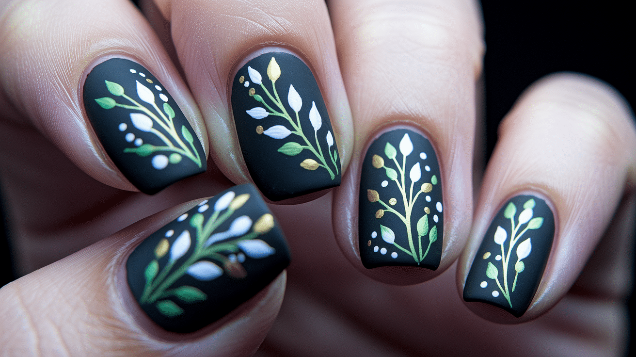  Matte Black with Botanical Art