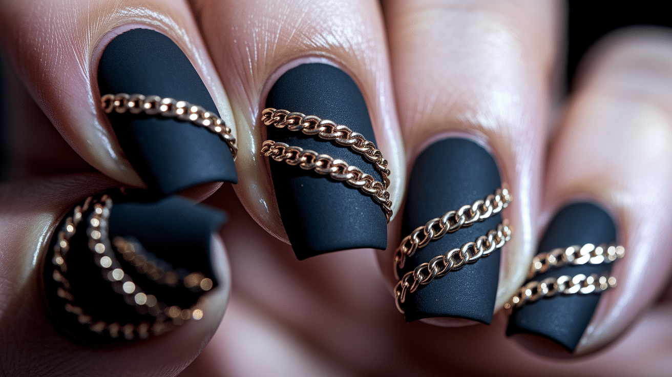 Matte Black with Gold Chains
