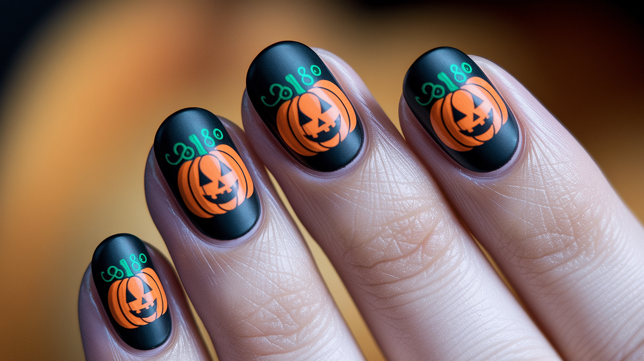 Matte Black with Halloween Pumpkins