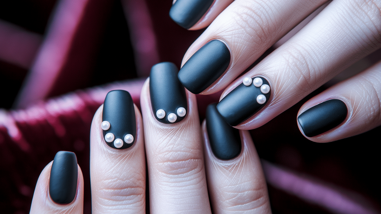 Matte Black with Pearl Embellishments