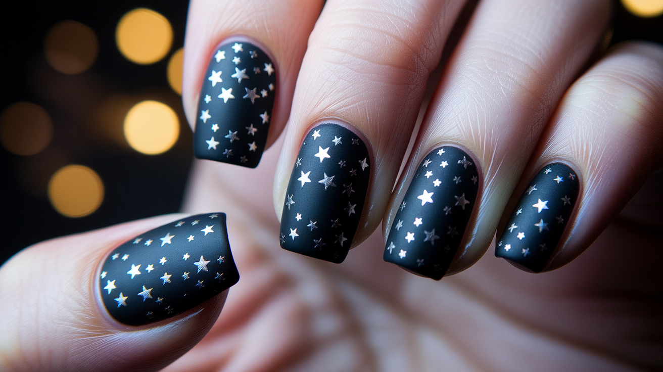 Matte Black with Silver Stars