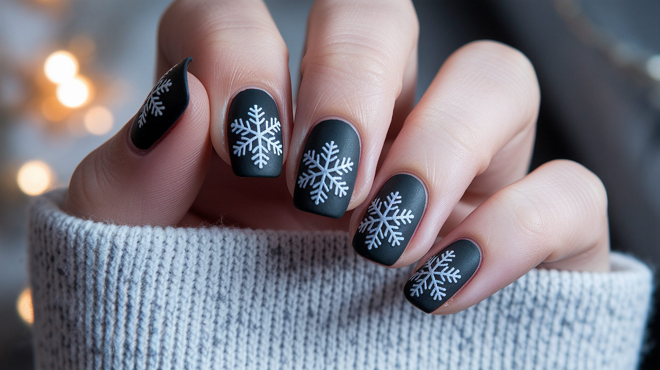 Matte Black with Snowflakes