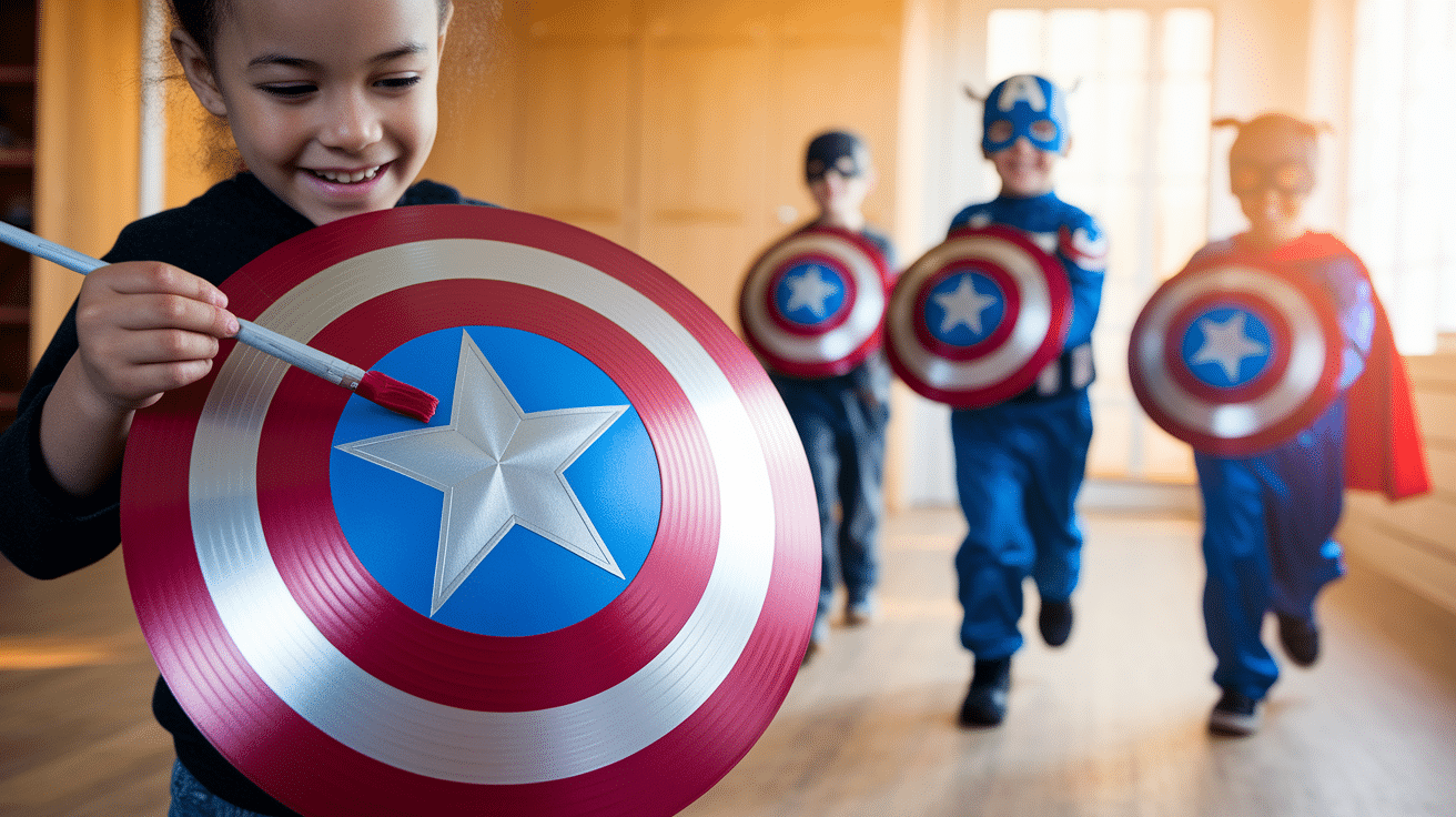 Paper Plate Captain America Shield
