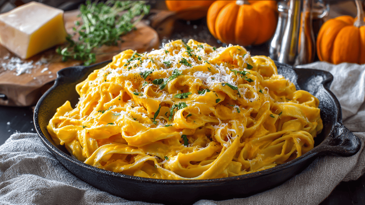 Pumpkin Alfredo Pasta Halloween Dinner