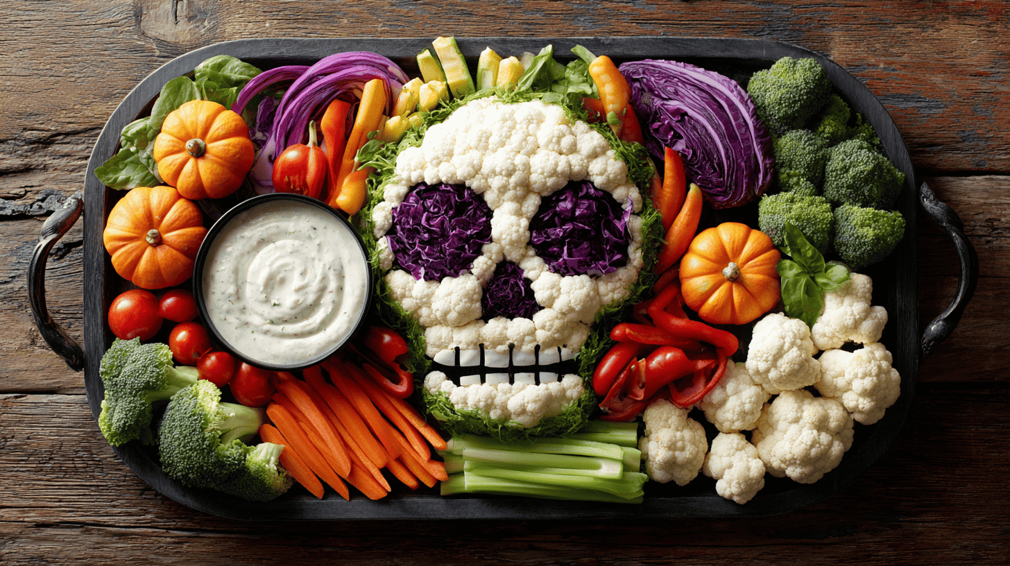 Skeleton Veggie Platter Halloween Appetizer