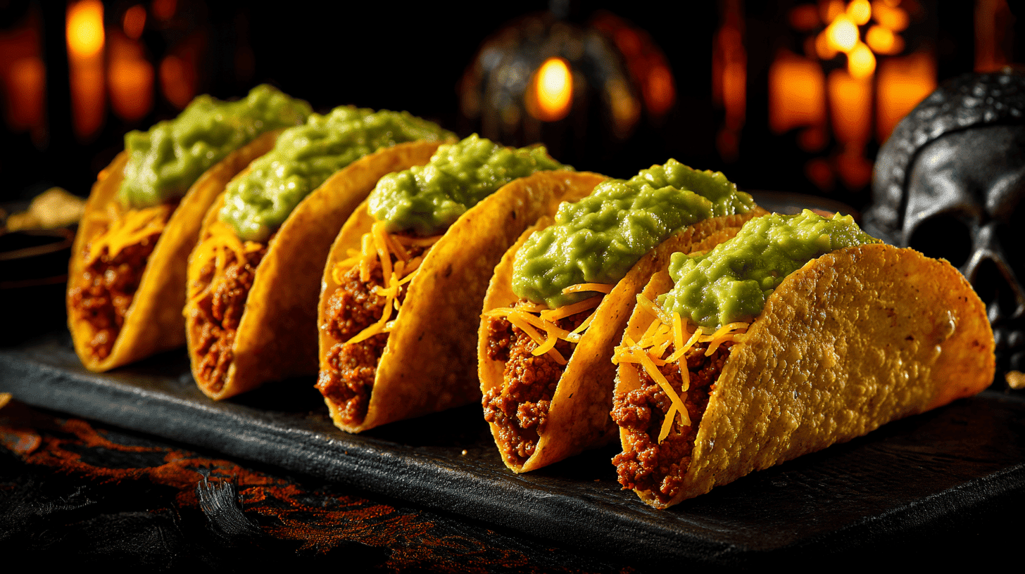 Spooky Tacos With Green Guacamole Halloween Dish