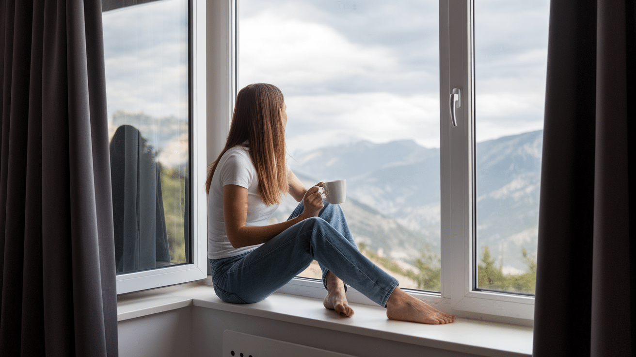 a photo of a woman with long brown hair