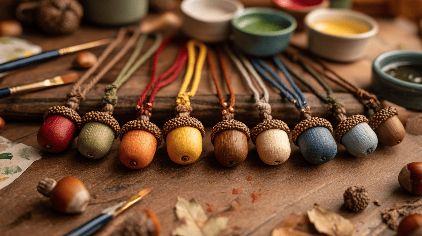 Acorn Cap Necklaces Fall Craft For Kids