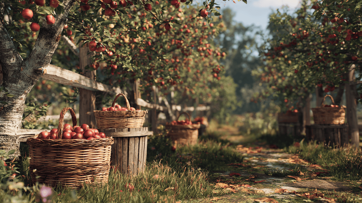 Apple Picking At Autumn Orchard