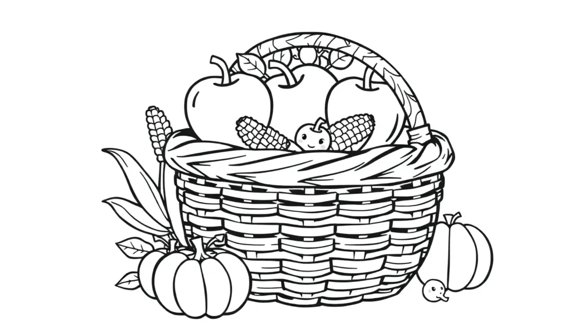 Basket of Apples and Corn