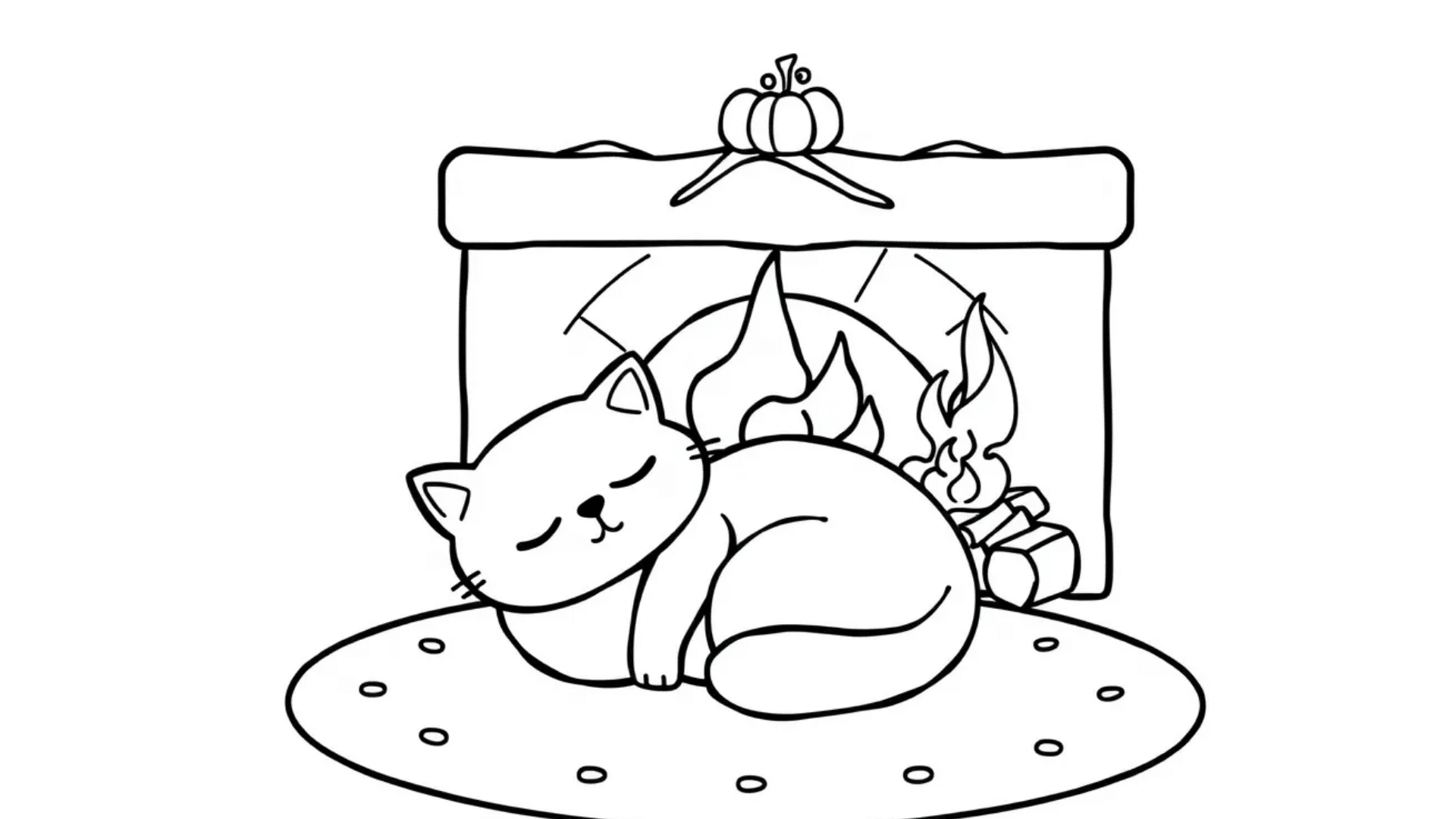 Cat curled up near a fire