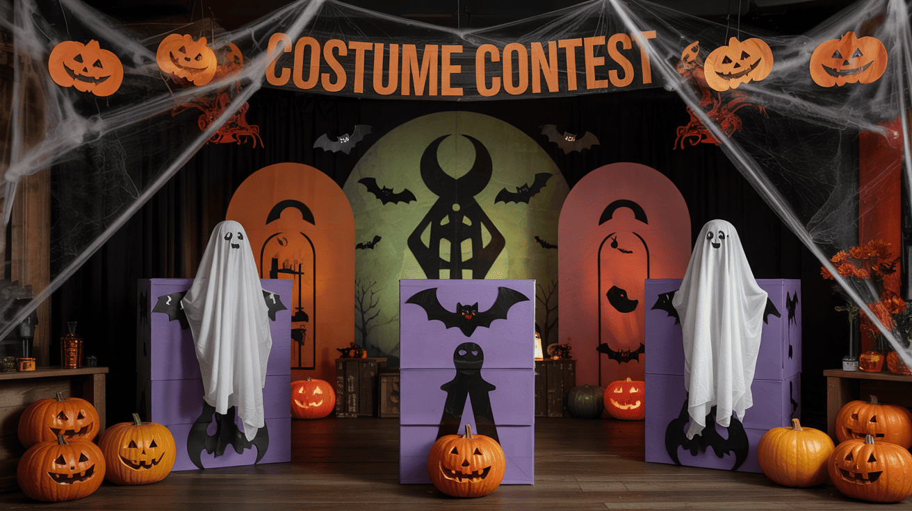 Costume Contest Stage Setup With Halloween Decor (1)