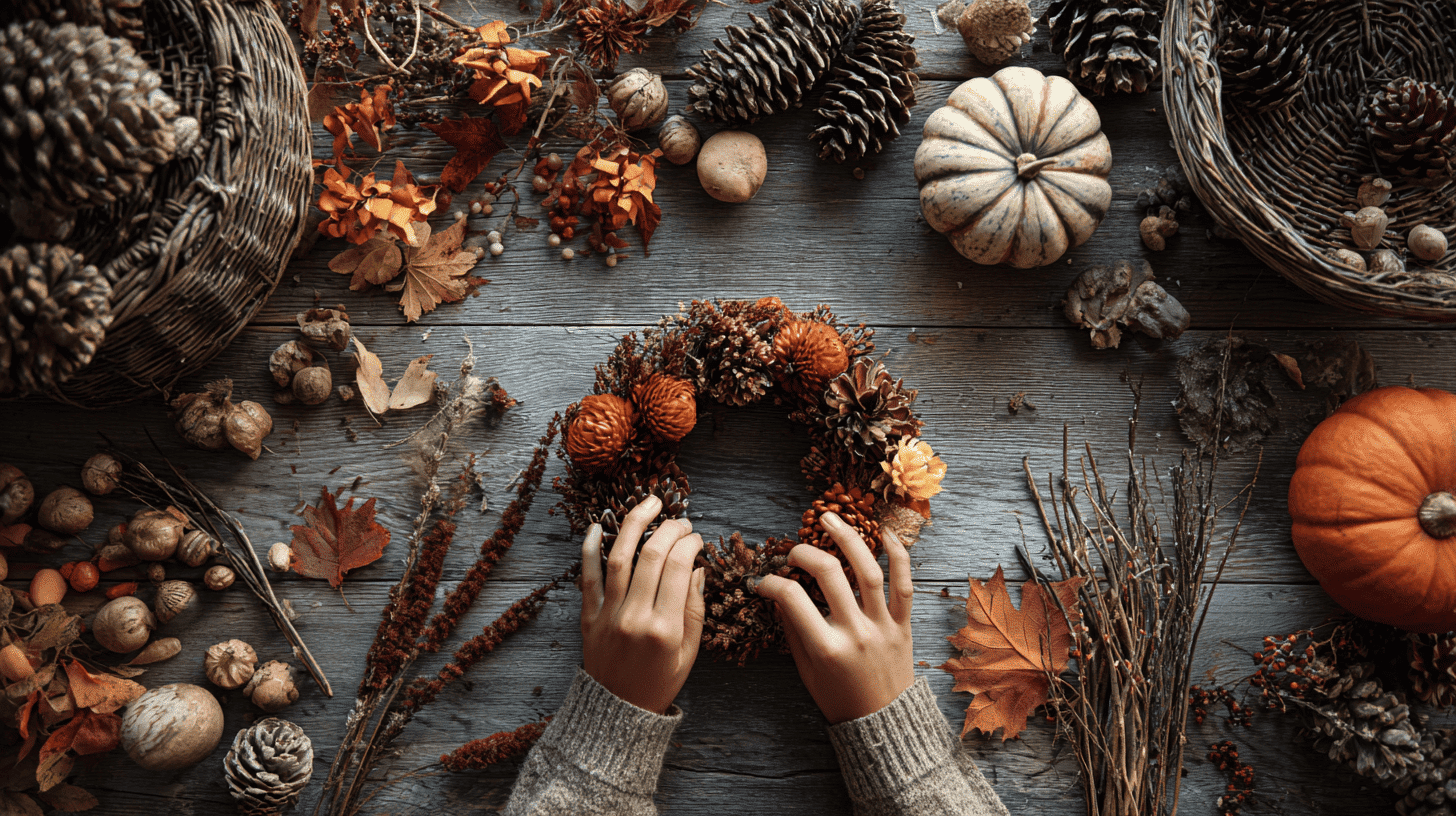 DIY Autumn Decor Crafting Scene