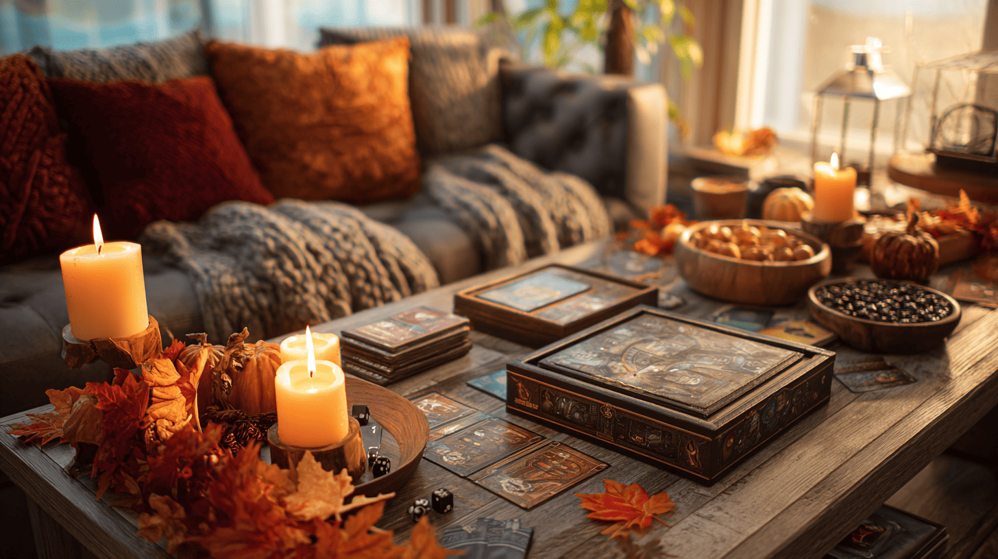 Fall Themed Game Night Setup