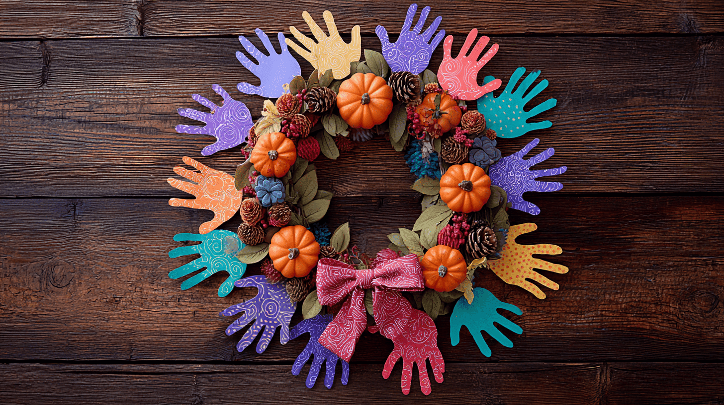 Family Handprint Wreath Thanksgiving Craft