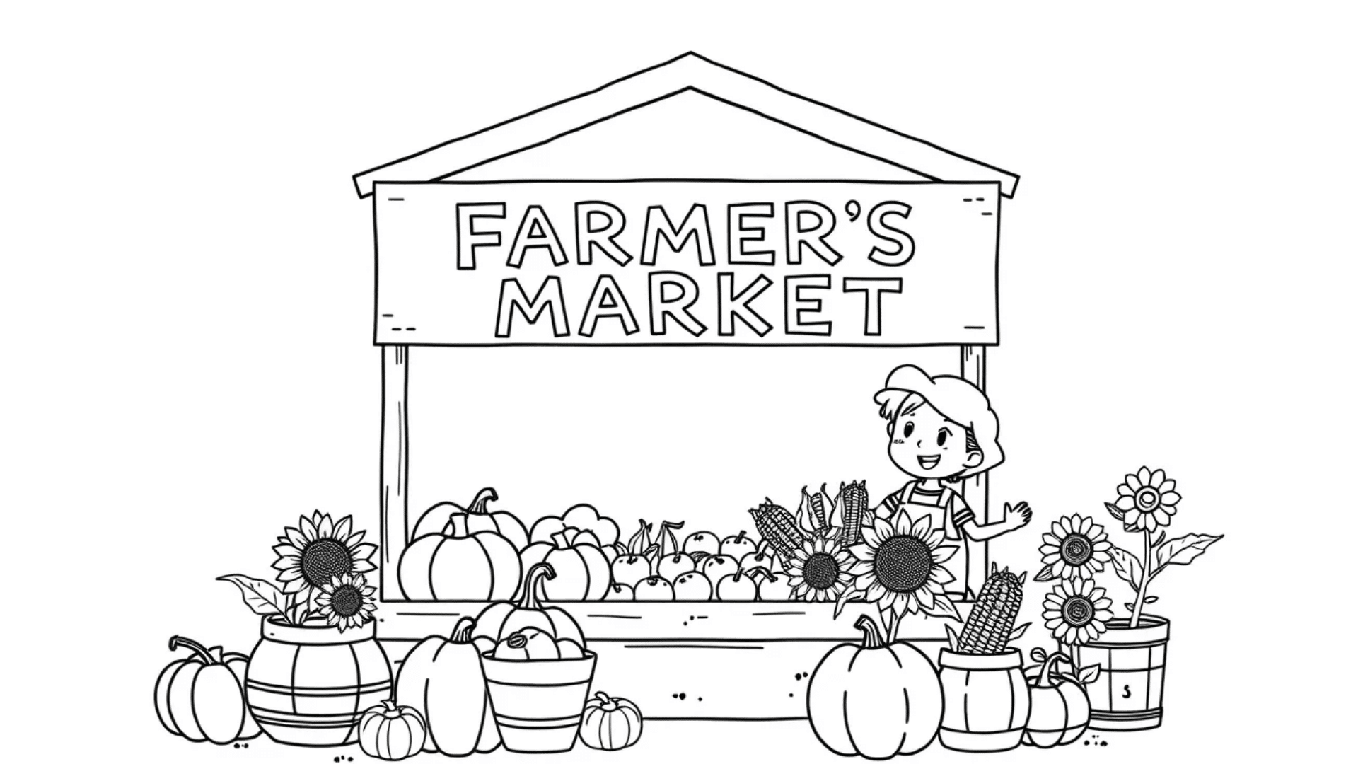 Farmer's market with pumpkins and sunflowers (1)