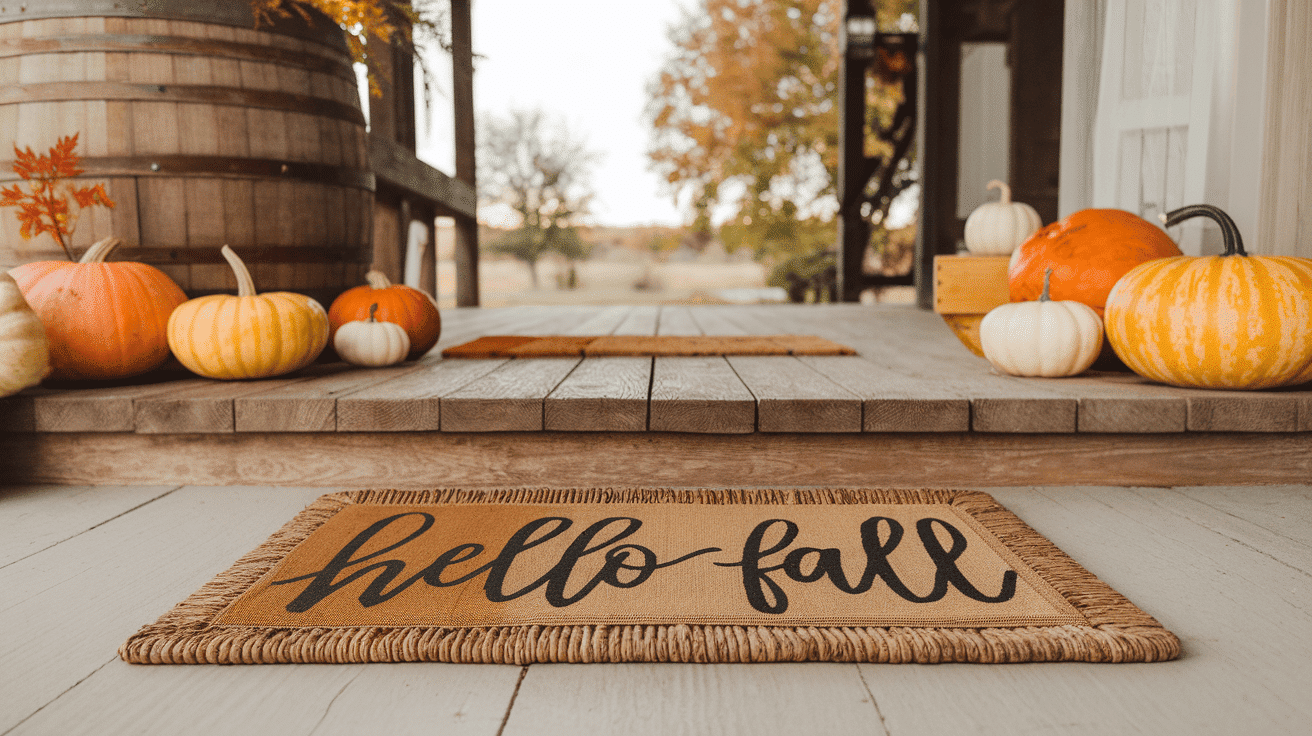 Farmhouse Welcome Mat With Hello Fall Message (1)