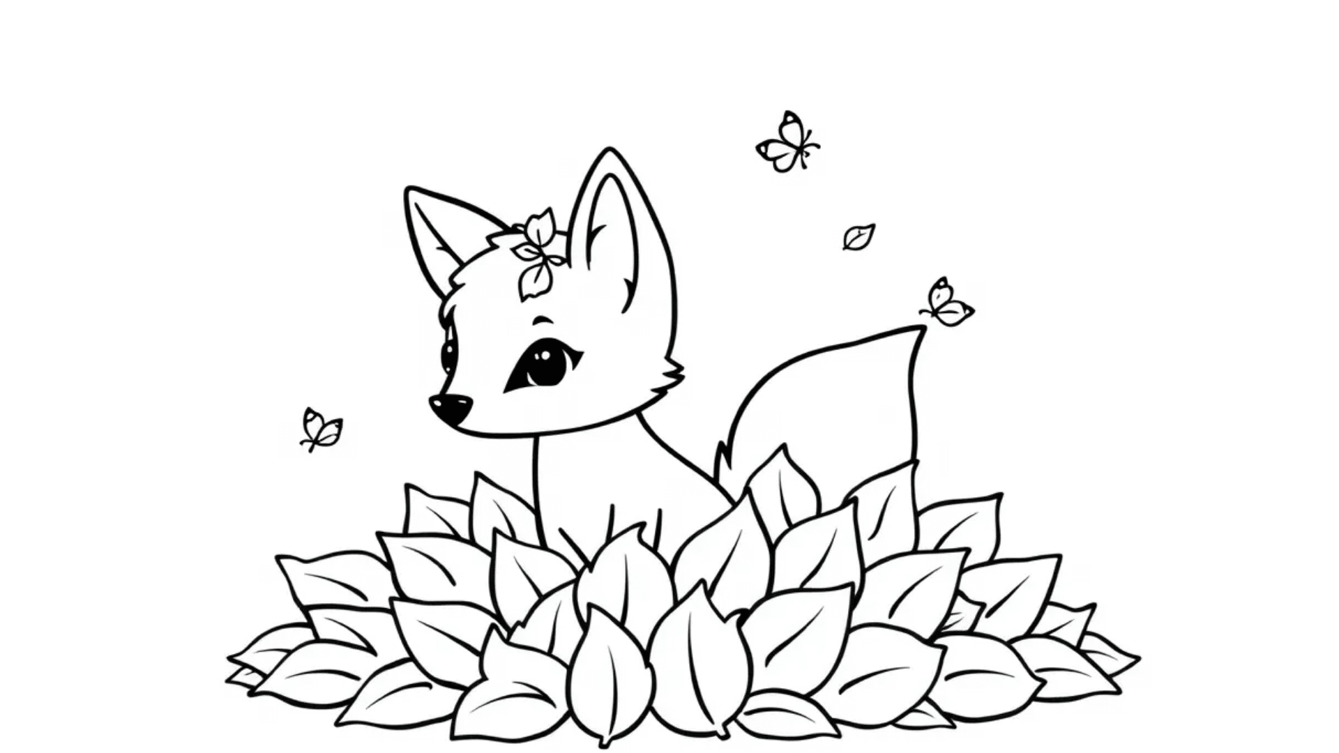 Fox in a pile of leaves