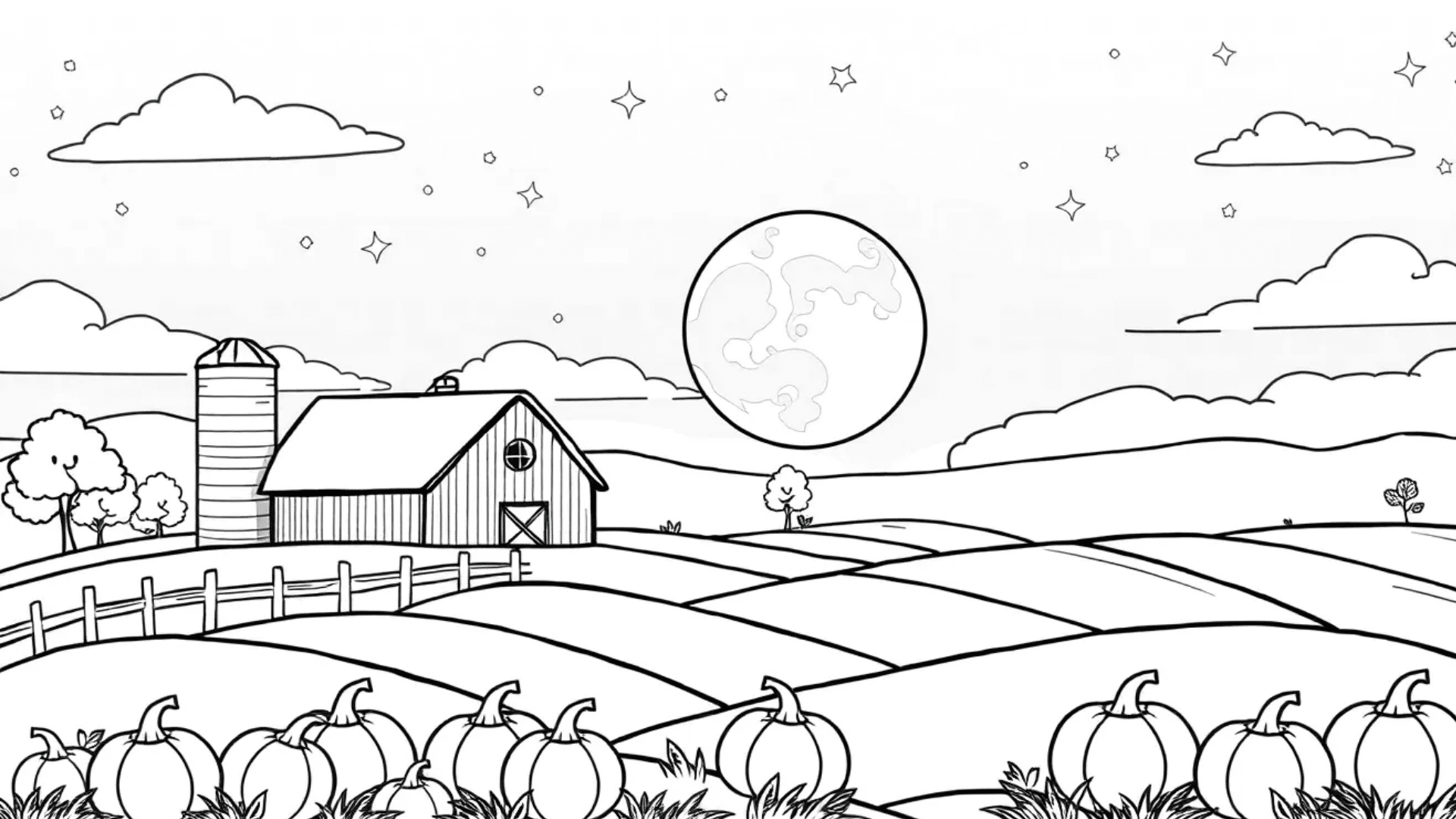 Harvest moon over the farm