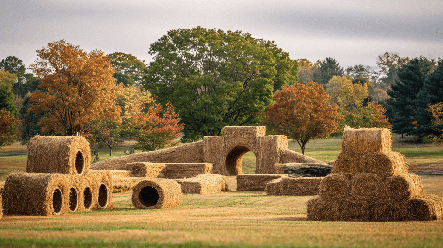 Hay Bale Obstacle Course For Kids Fall