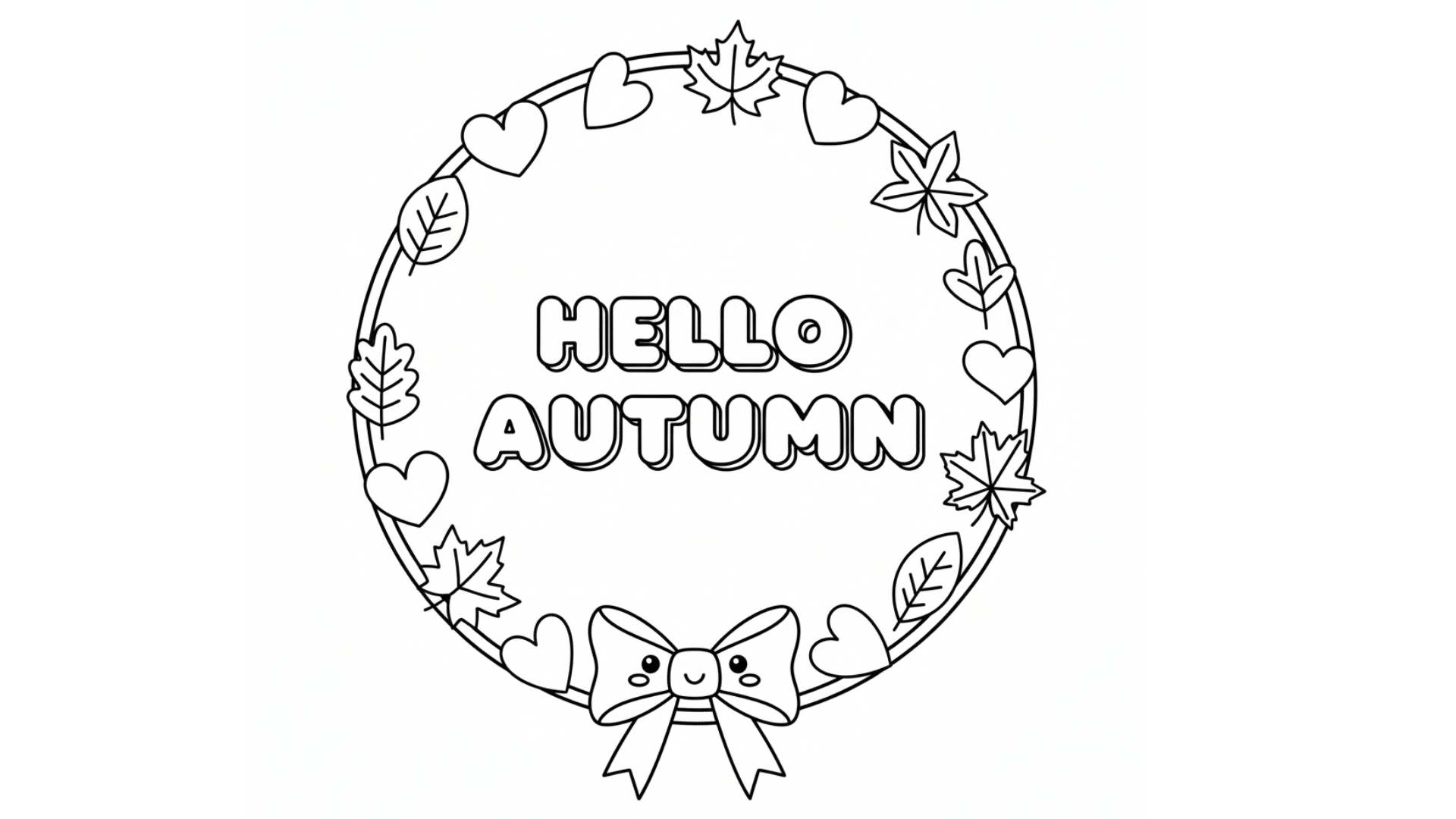 Hello Autumn leaf wreath printable