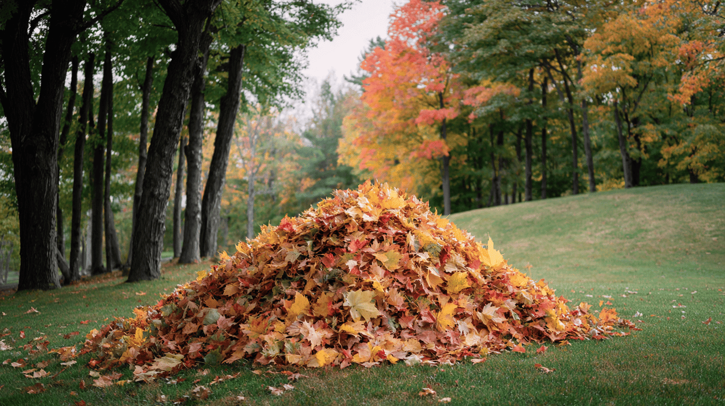 Leaf Pile Jumping Autumn Scene Without People