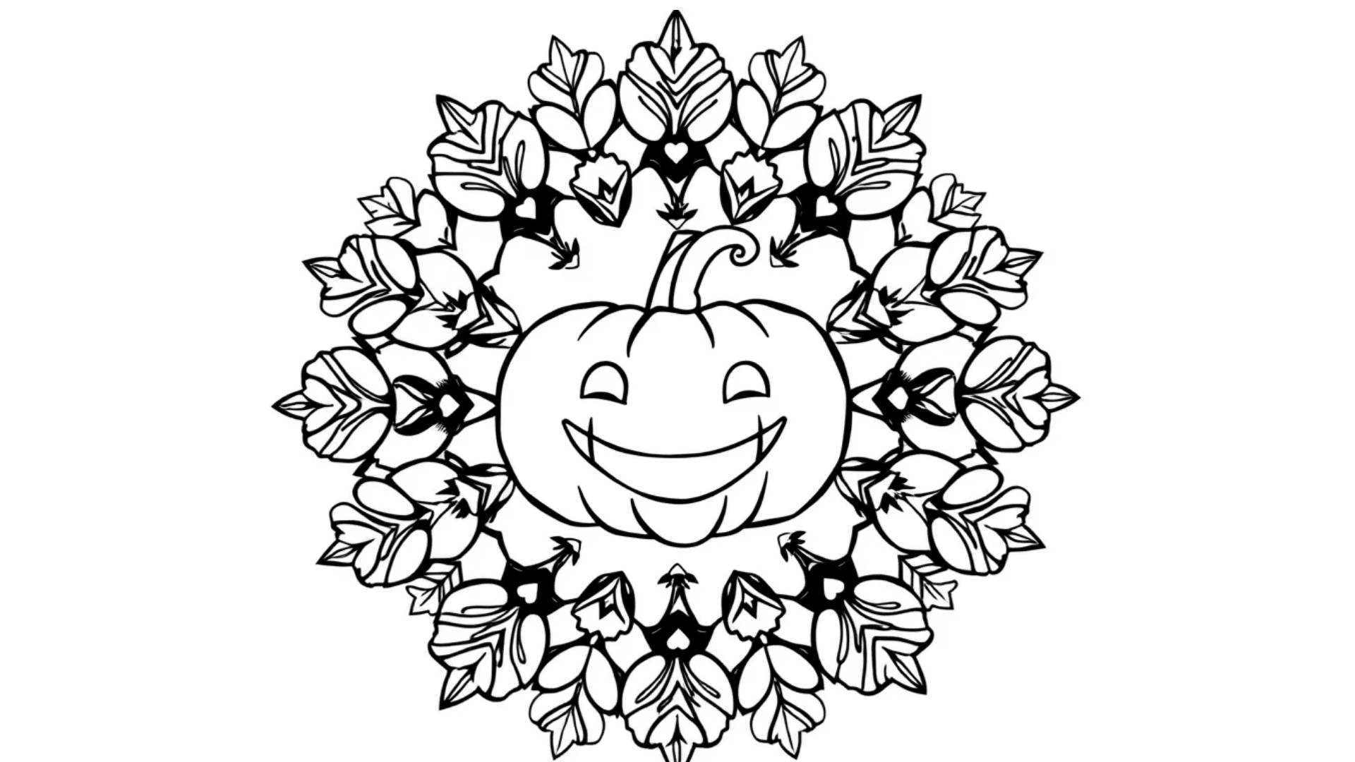 Mandala made of pumpkins, acorns, and leaves