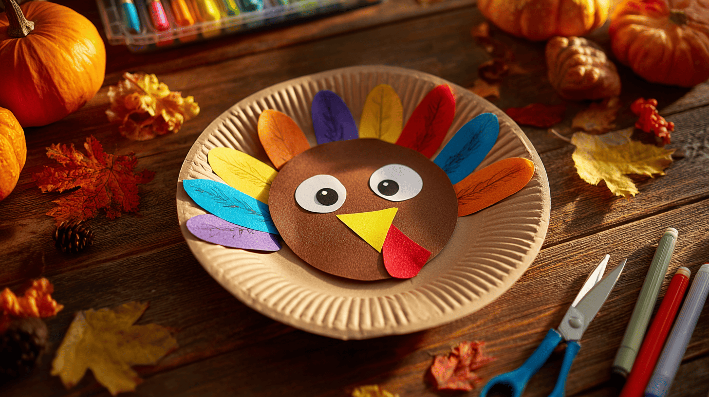 Paper Plate Turkey Craft For Thanksgiving