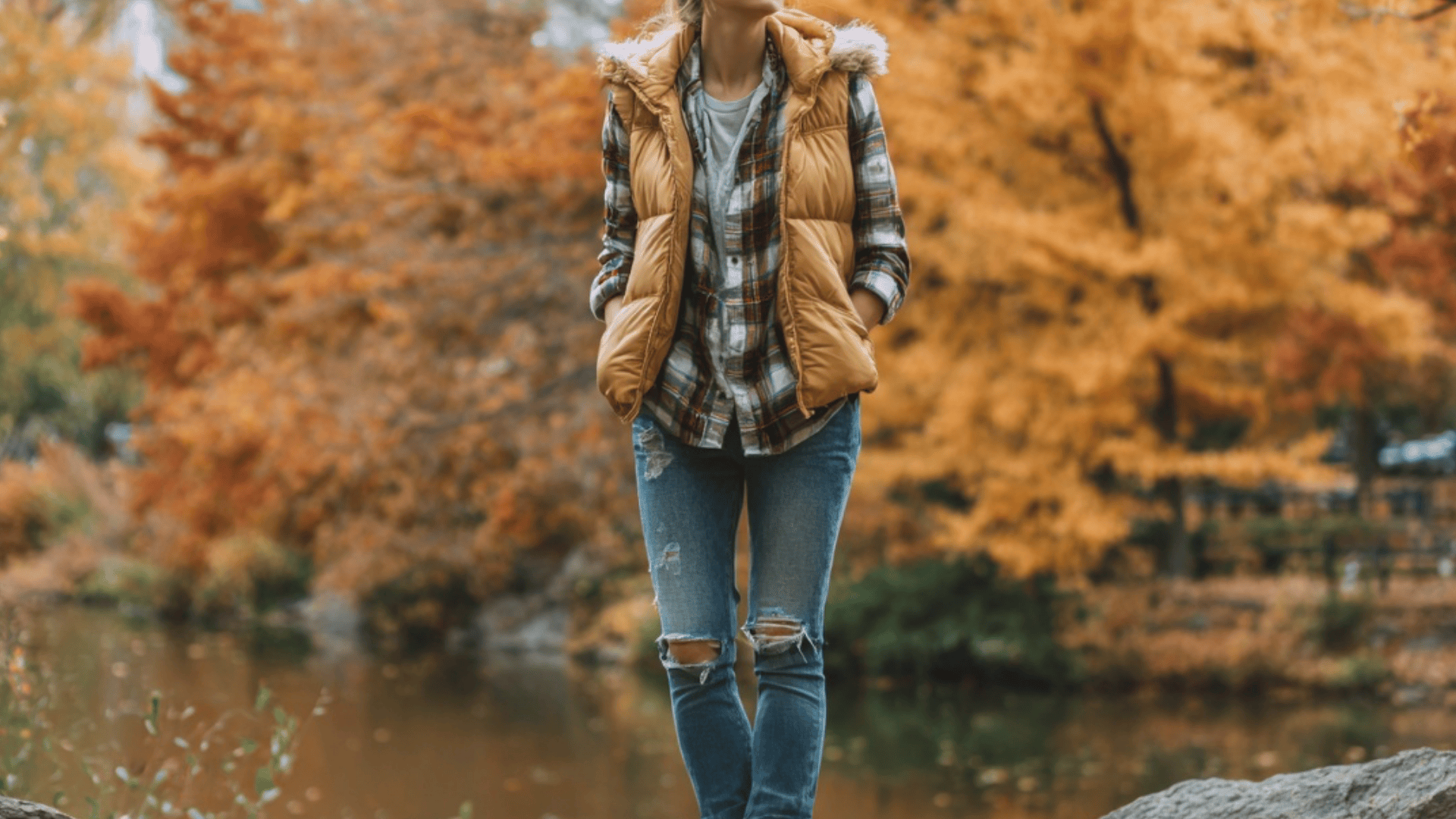 Puffer Vest with Flannel Shirt (1)