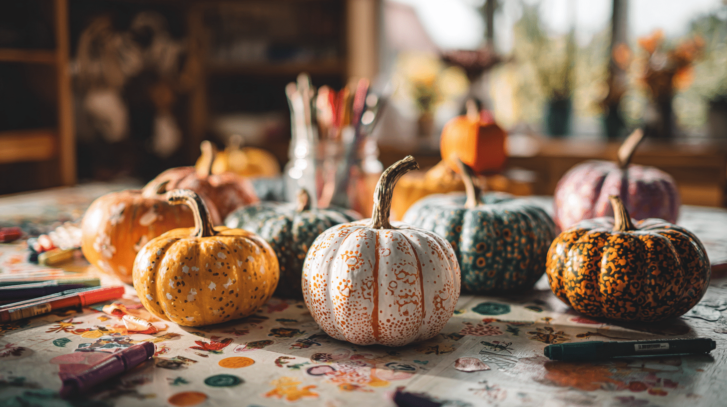 Pumpkin Decorating Station With Paint And Stickers